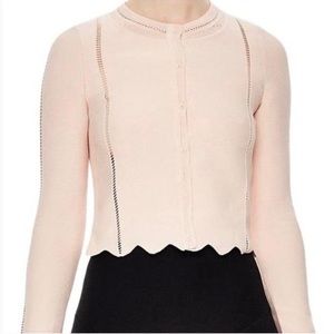 Sandro Nude Pink Scalloped Hem Cardigan Size S